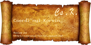 Cserényi Korvin névjegykártya